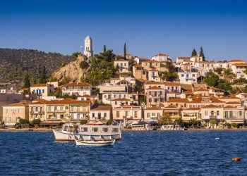 Greek,Island,Of,Poros,On,Sunny,Day